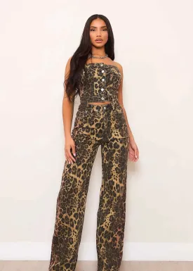 Full Potential Leopard Wide Leg Jeans