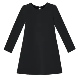 Girls Lightweight Soft Cotton Fleece A-Line Dress| Black