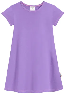 Girls Soft Cotton Jersey Cap Sleeve Dress | Deep Purple