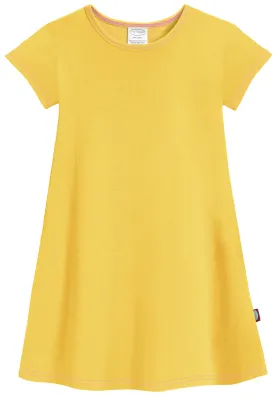 Girls Soft Cotton Jersey Cap Sleeve Dress | Yellow