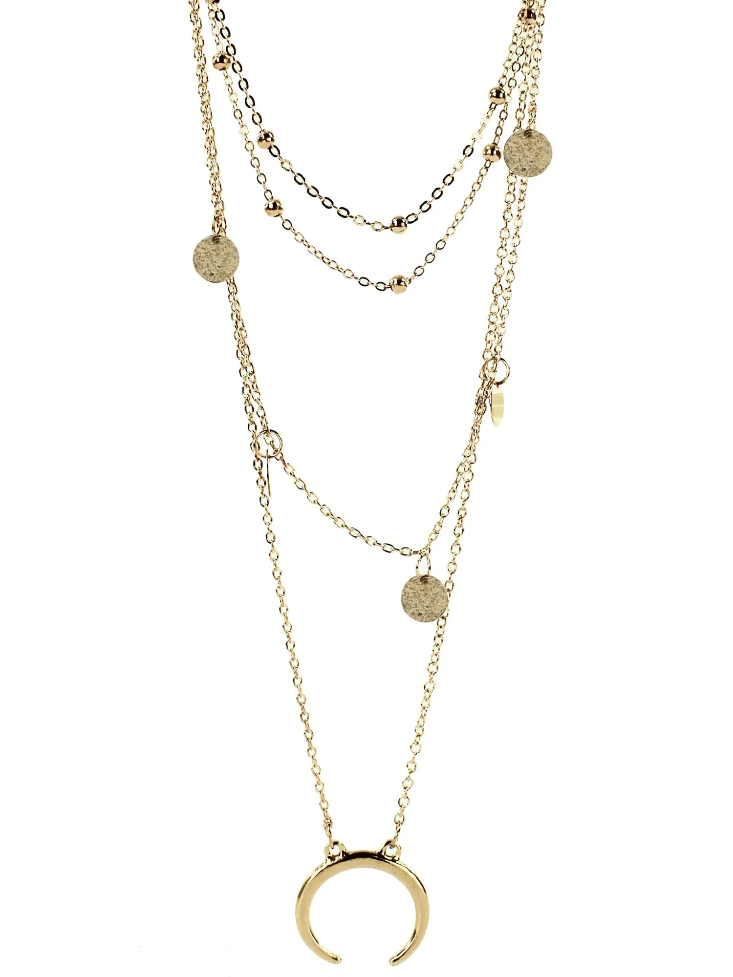 Gold Tone Multi Layered Lunar Eclipse Necklace