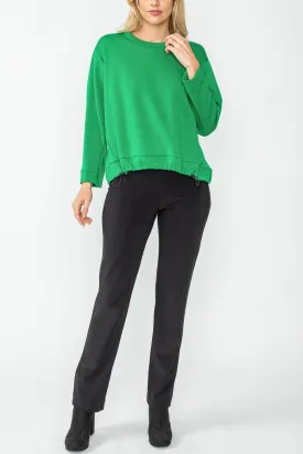 Green Round Neck 3/4 Sleeve Boxy Top