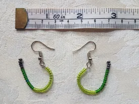 Green Seed Bead Upcycle Dangle Earrings