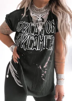 GYPSY DREAMER BLEACHED OUT SIDE SLIT TEE