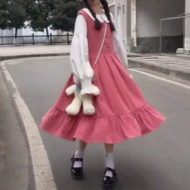 Harajuku Falbala Pure Color Dress