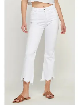 HIDDEN White Frayed Hem Cropped Flare