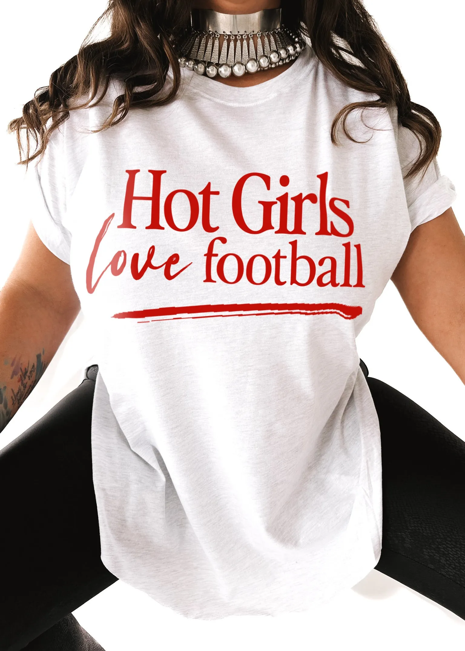 HOT GIRLS LOVE FOOTBALL SIDE SLIT TEE