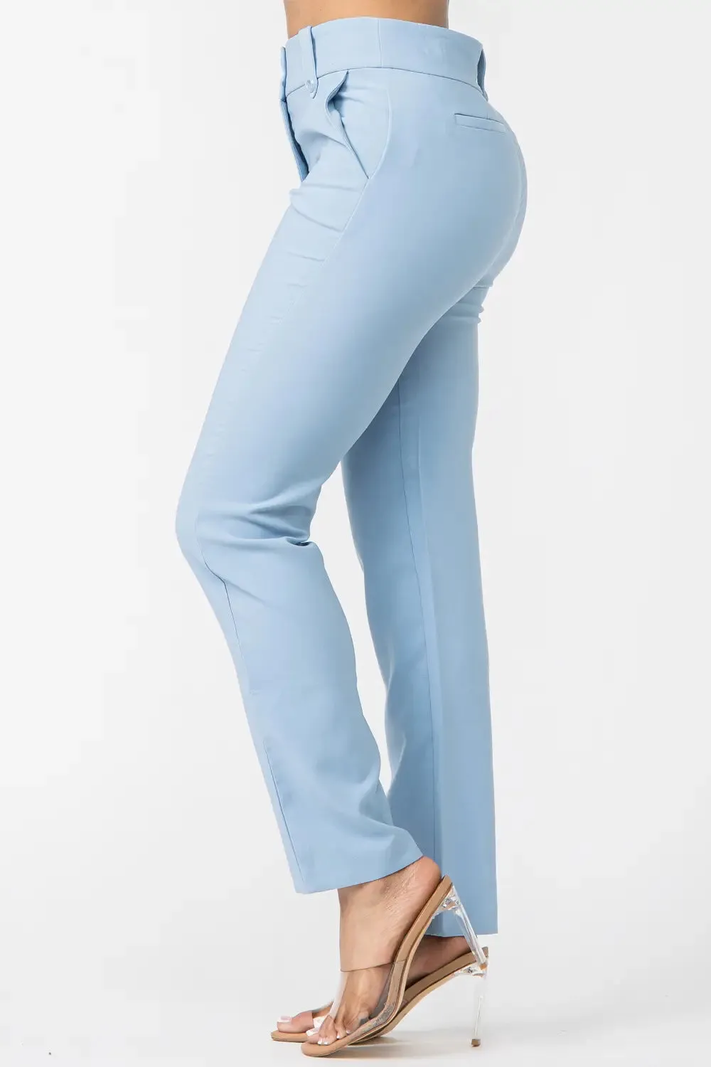 Knit High Waist Pants With Side Pockets