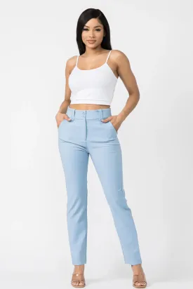 Knit High Waist Pants With Side Pockets