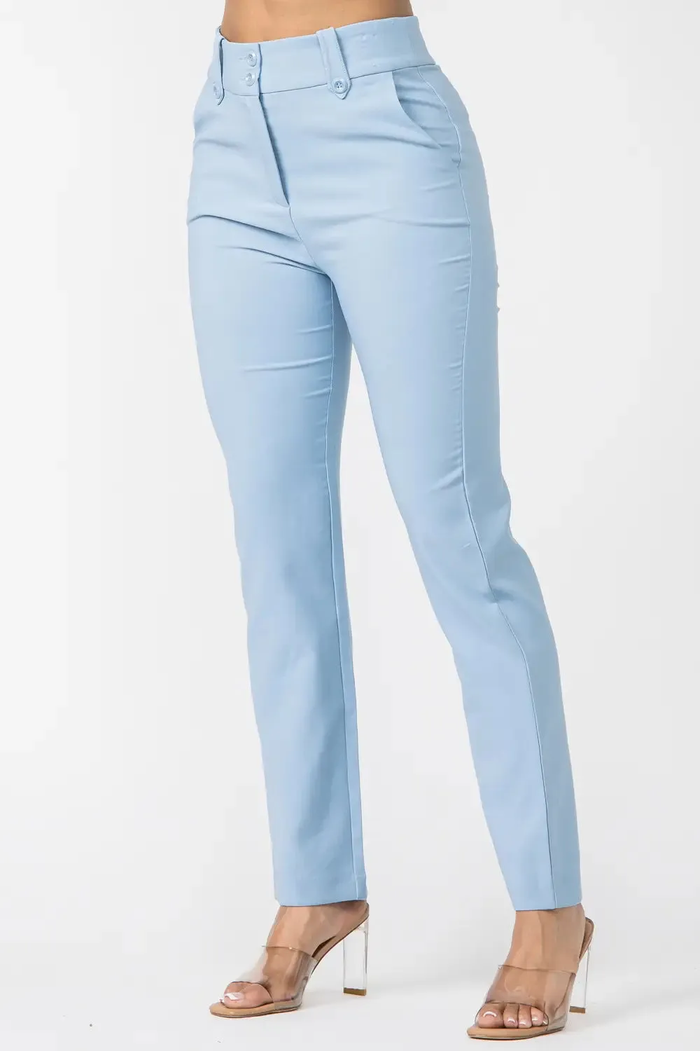 Knit High Waist Pants With Side Pockets