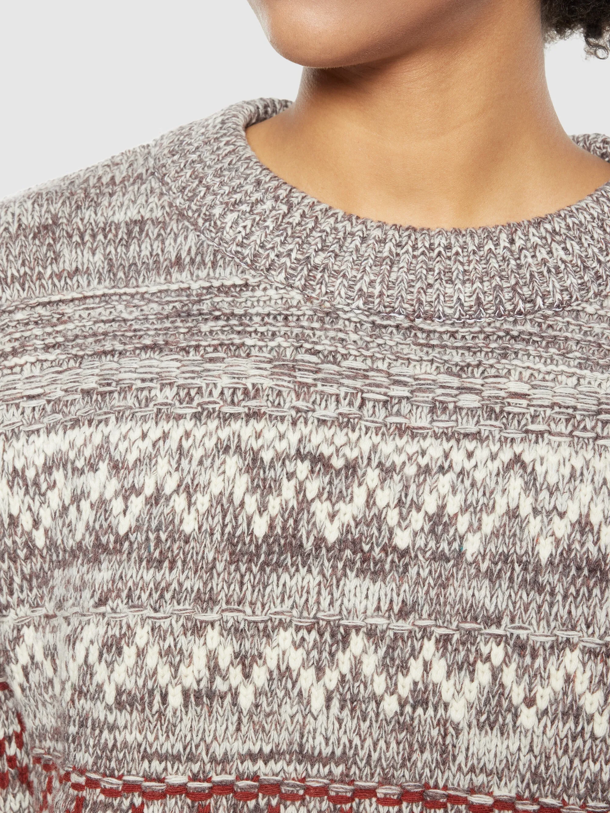 Lambswool pattern loose crew neck - RWS - Brown stripe