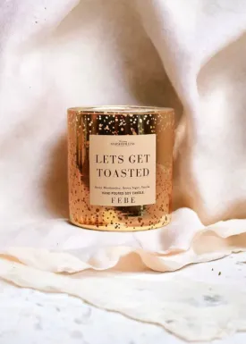 Lets Get Toasted! Gold Glass Freckled Candle by Febe Candles