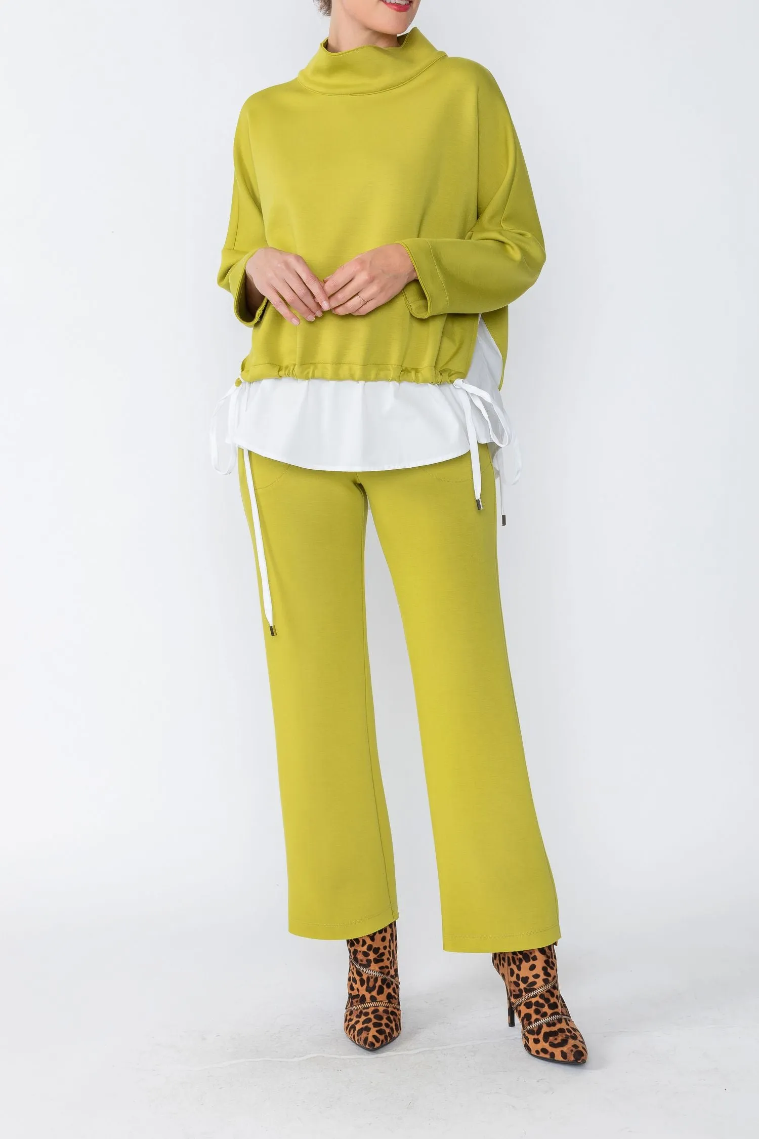 Lime Wide Leg Straight Pants