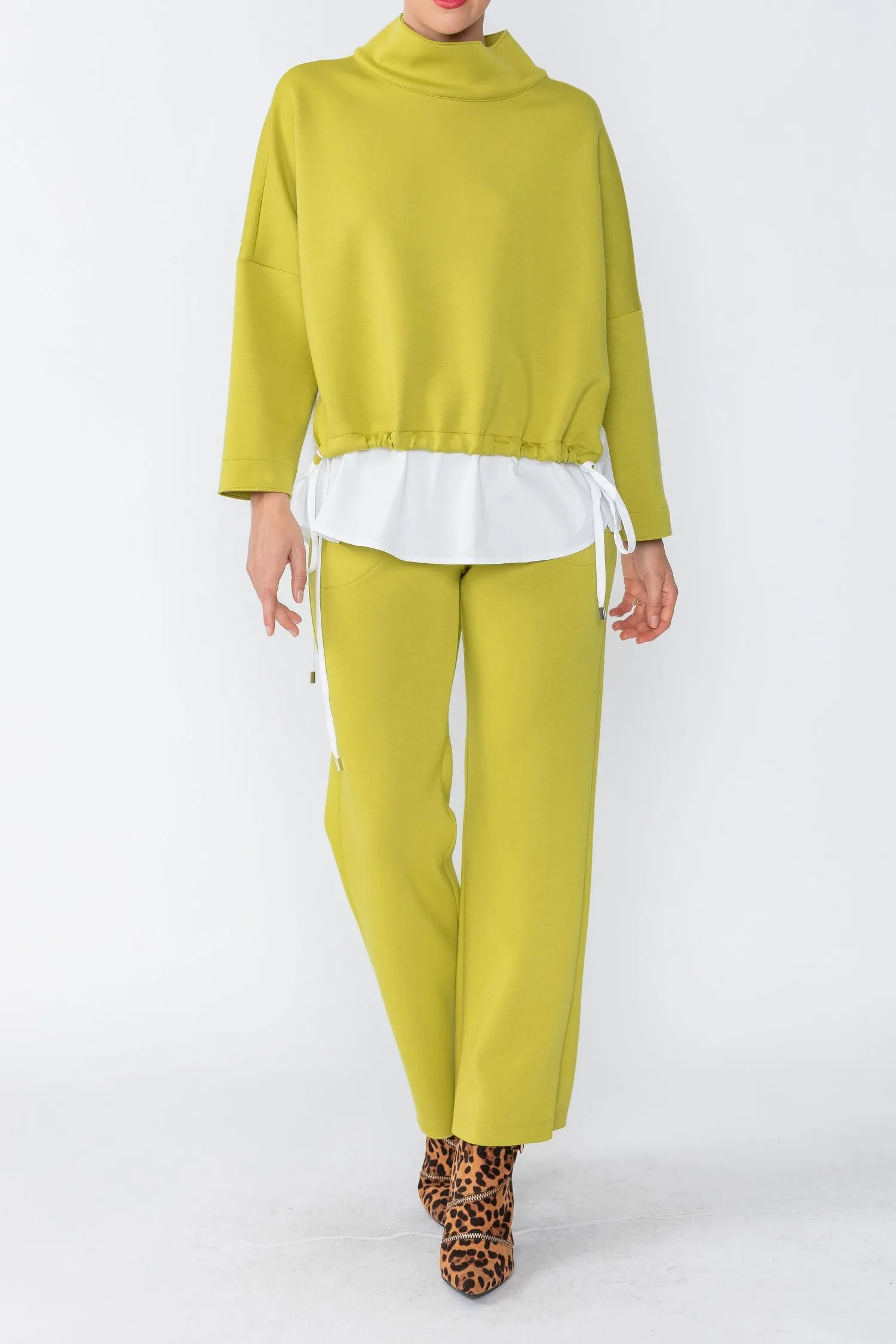 Lime Wide Leg Straight Pants