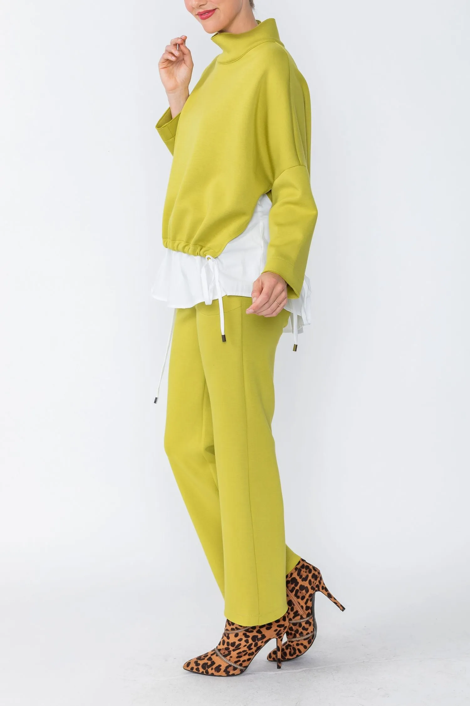 Lime Wide Leg Straight Pants