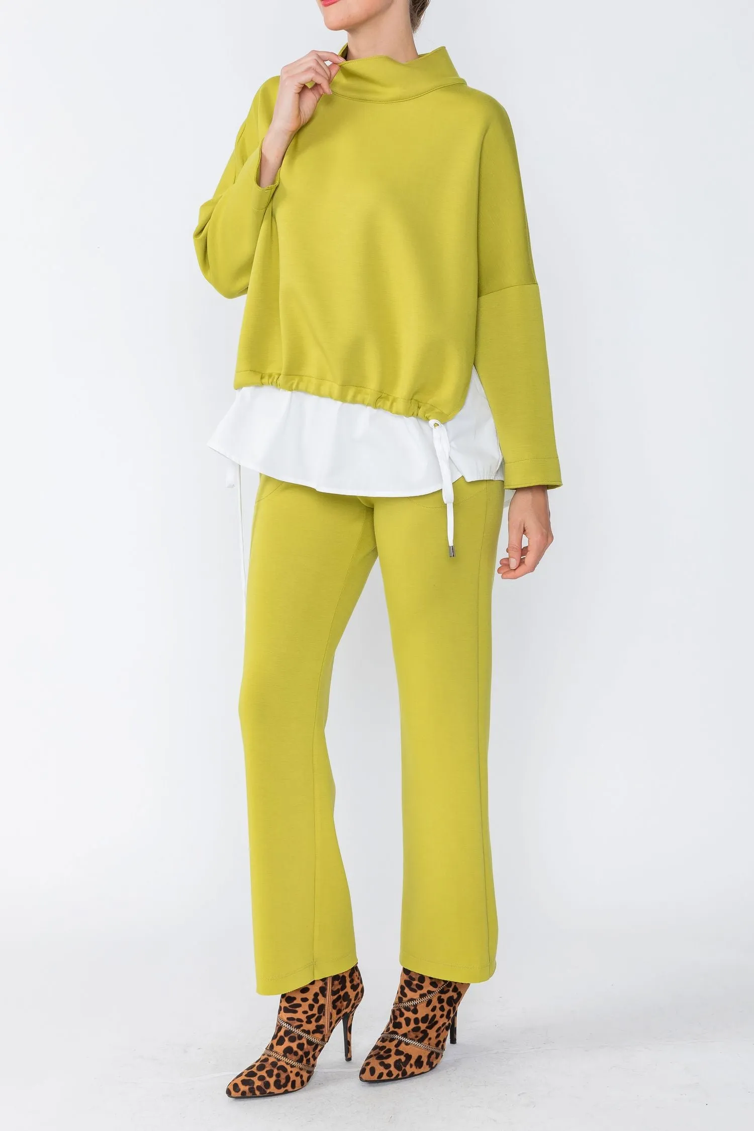 Lime Wide Leg Straight Pants