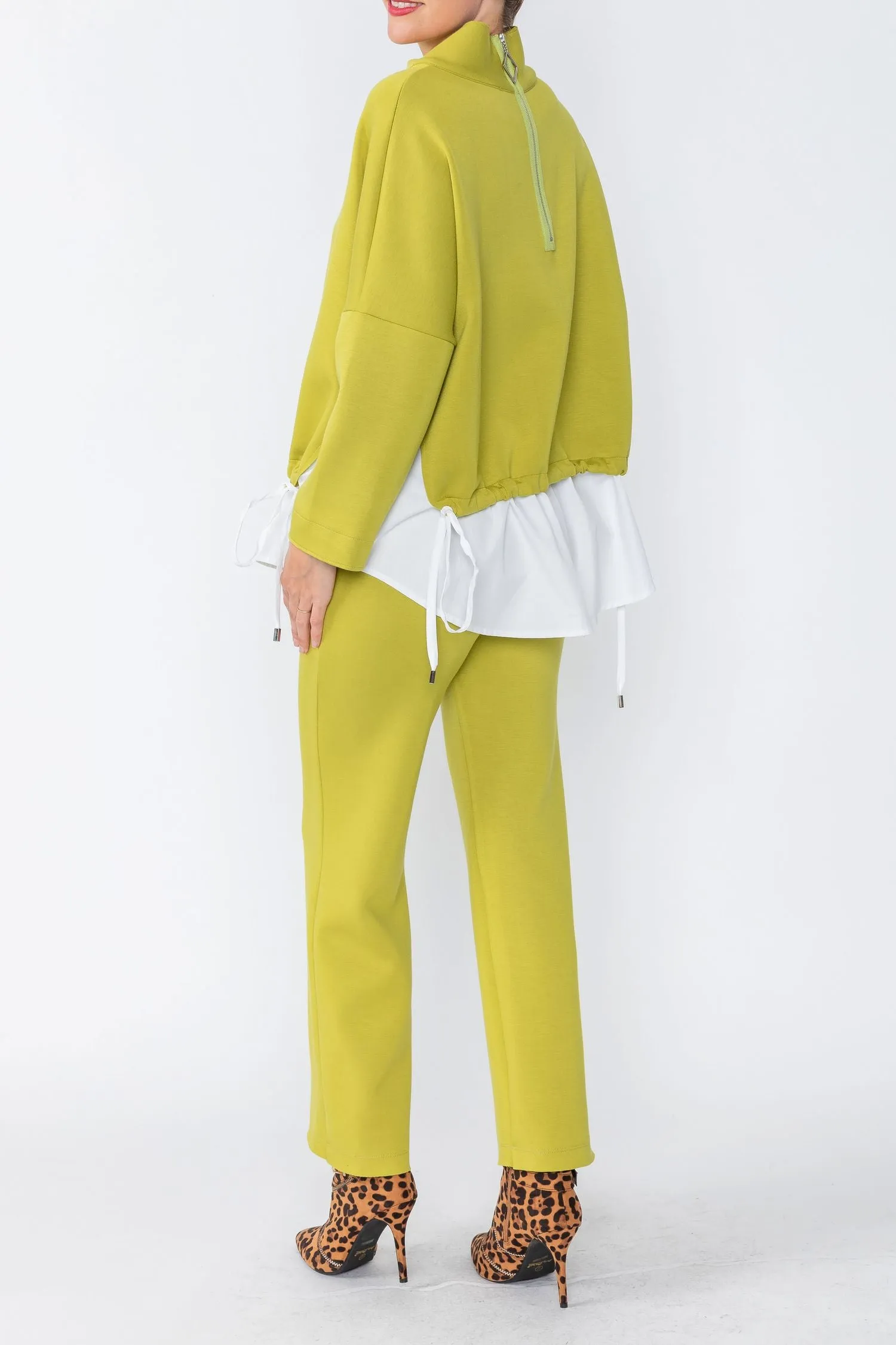 Lime Wide Leg Straight Pants