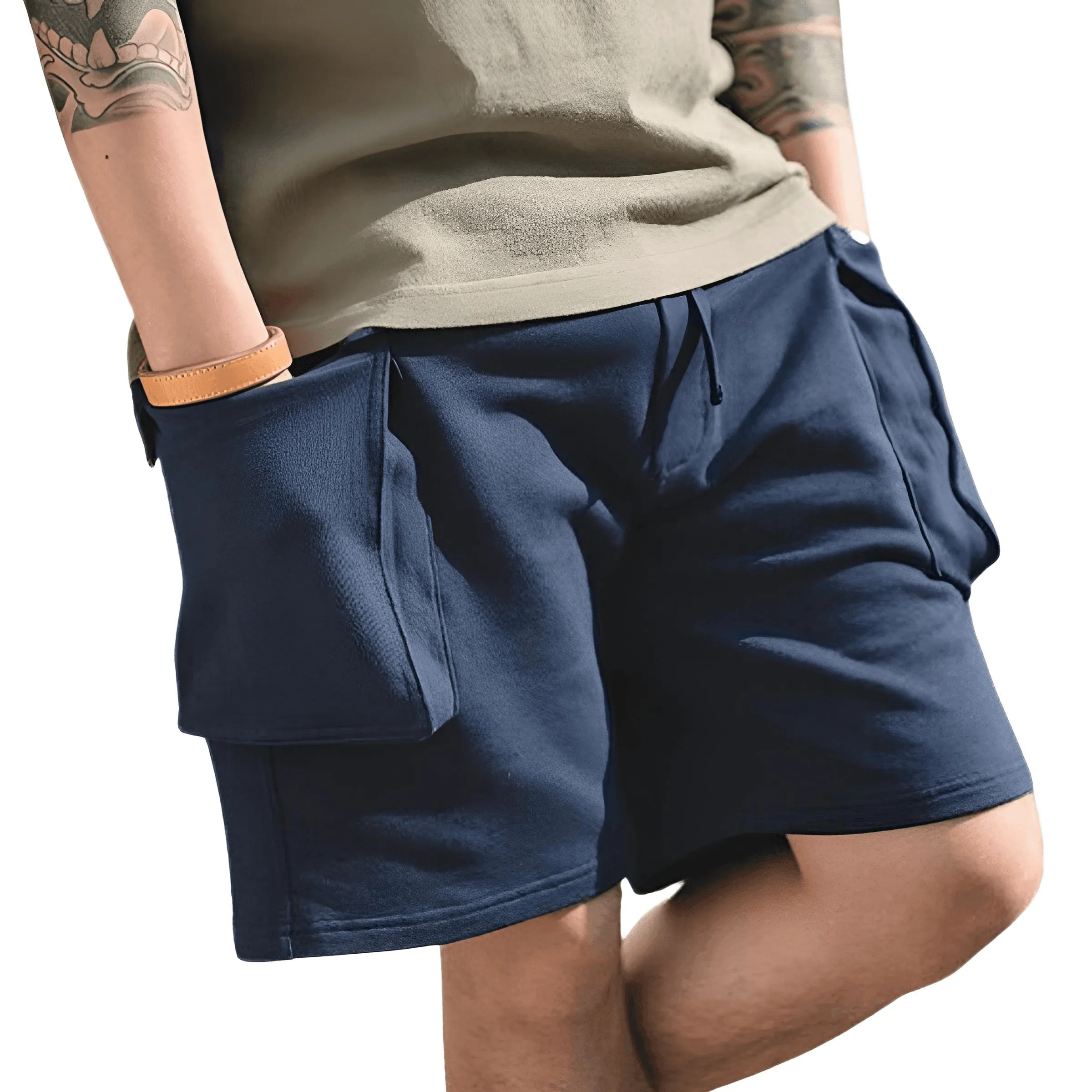 Men's Big Pocket P44 Navy Cargo Jogger Shorts