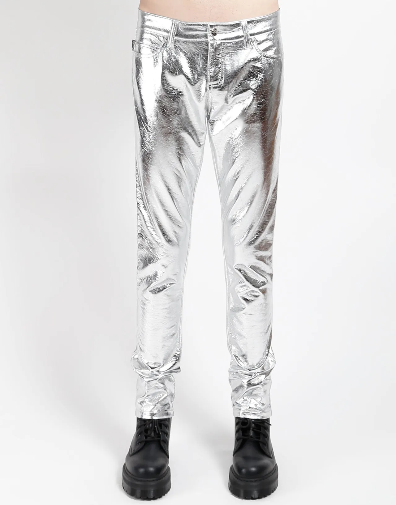 METALLIC FAUX LEATHER PANT