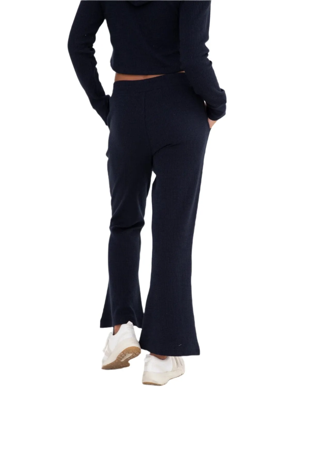 Mono B Waffle Knit Flared Lounge Pant Floods SB507