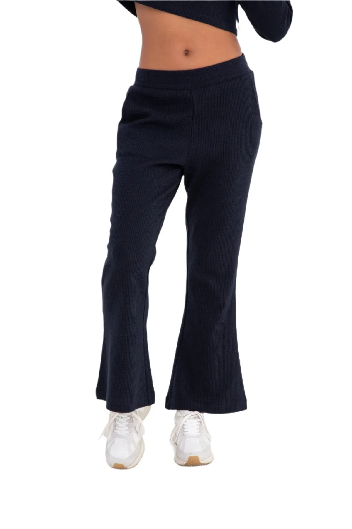 Mono B Waffle Knit Flared Lounge Pant Floods SB507