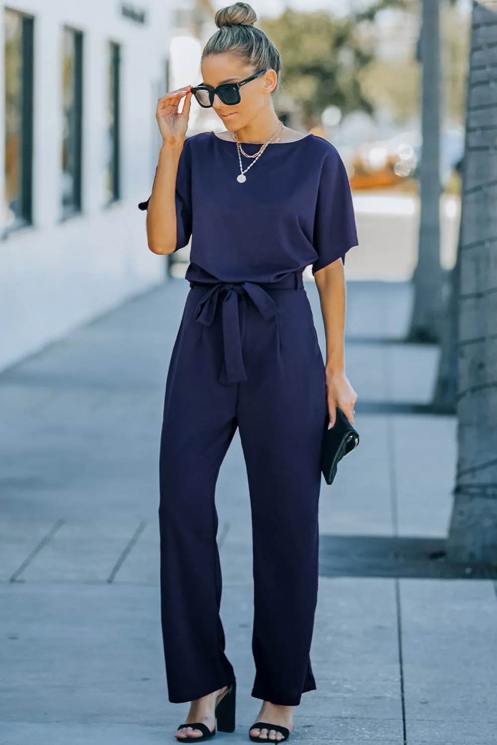 Oh So Glam Belted Wide Leg Jumpsuit