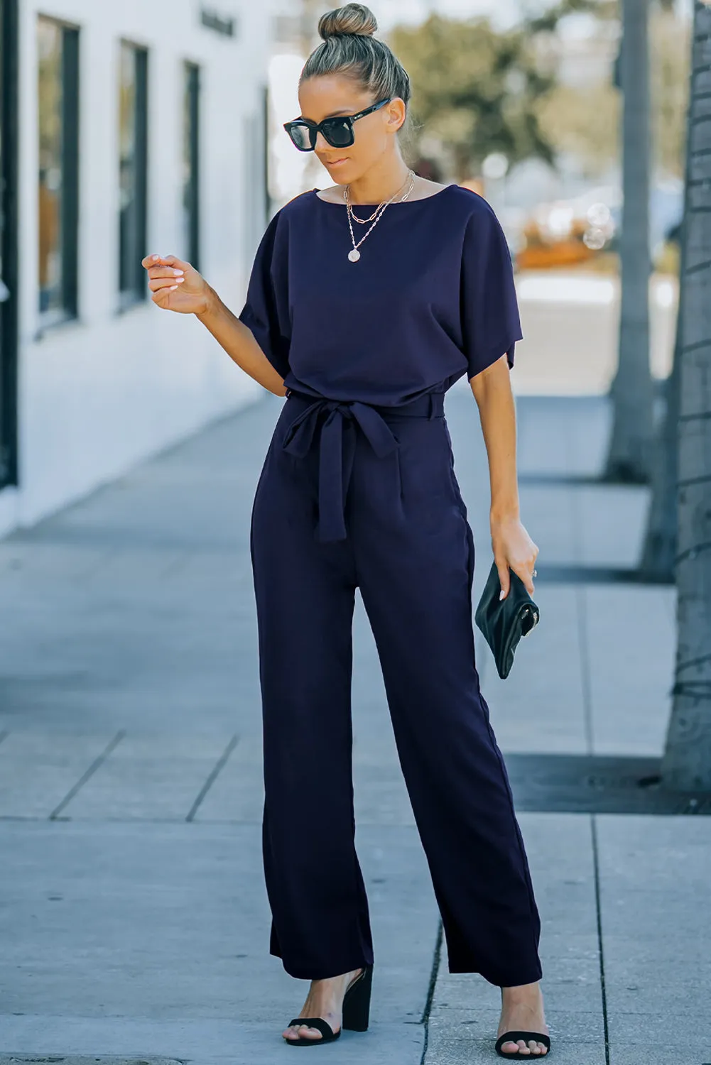 Oh So Glam Belted Wide Leg Jumpsuit