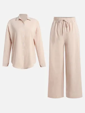 Pink Drape Top & Wide Pants Set