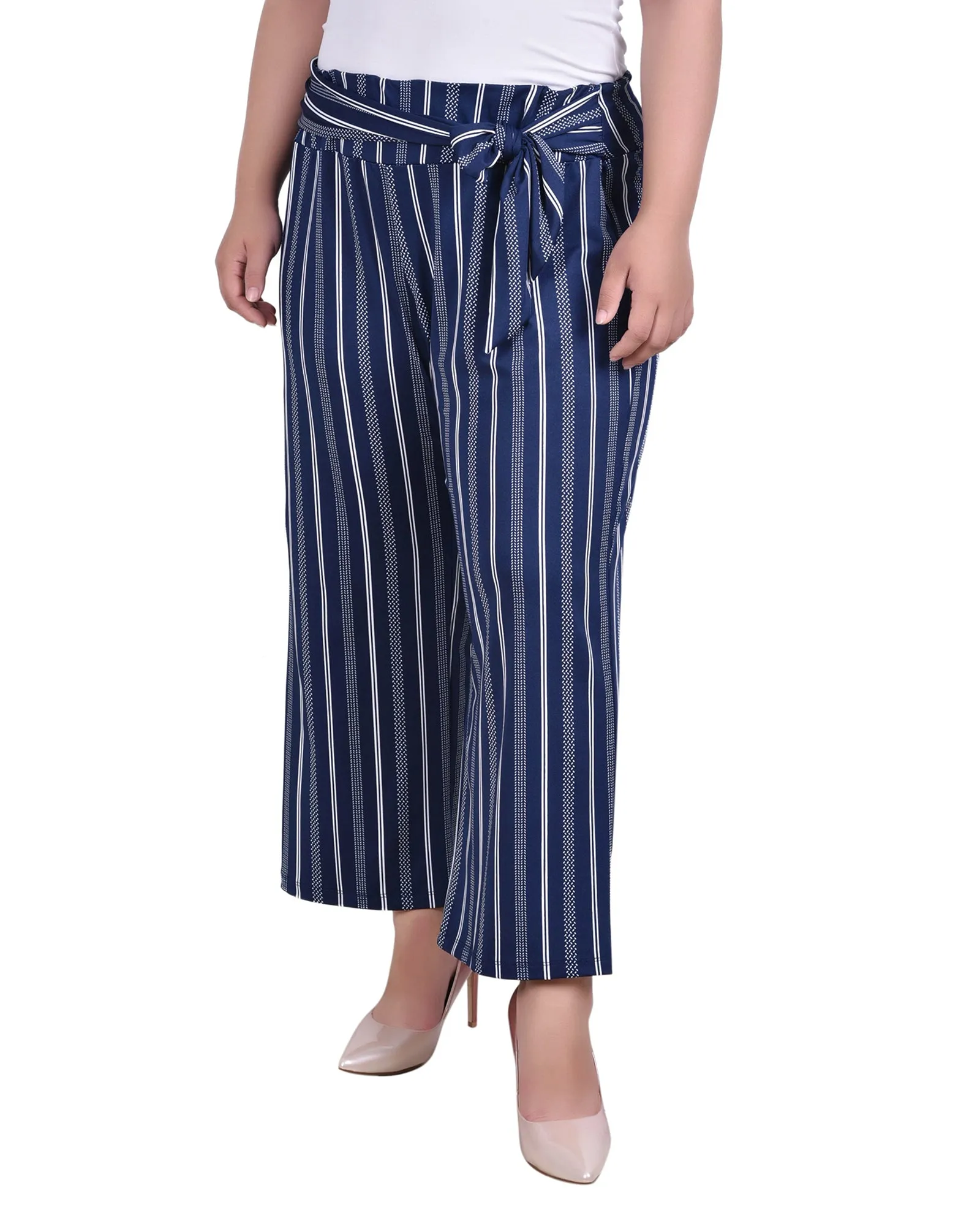 Plus Size Cropped Pull On with Sash Pant