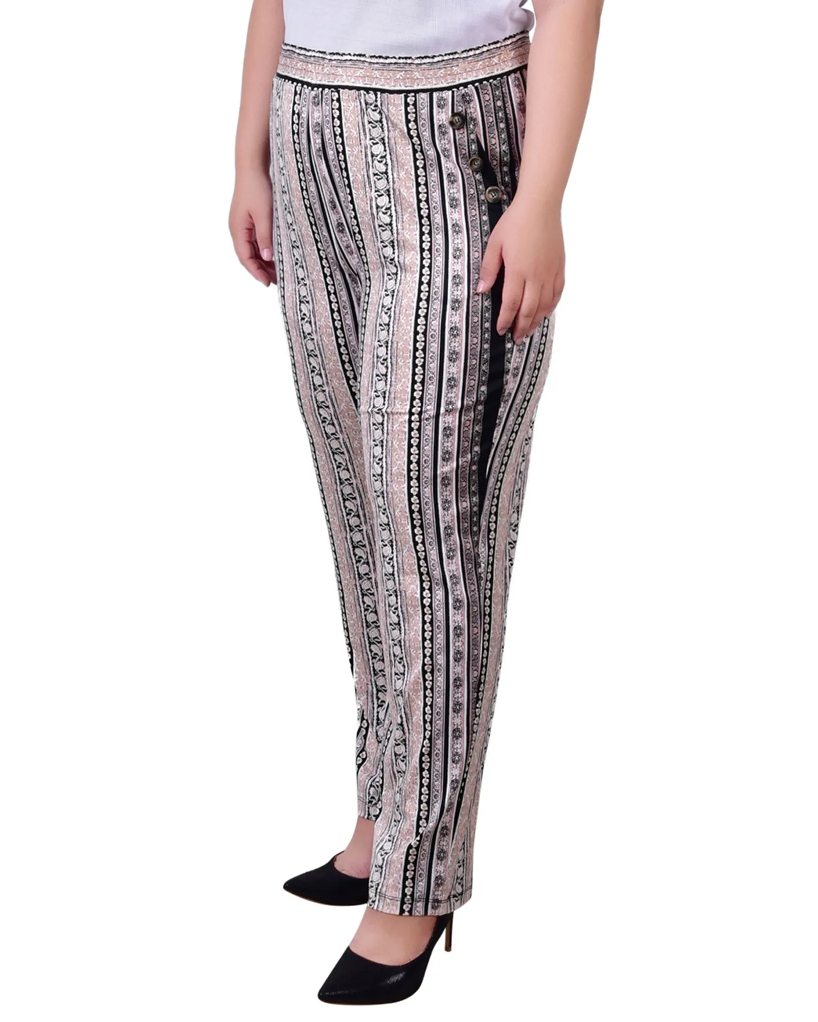 Plus Size Wide Waist Pull On Pants