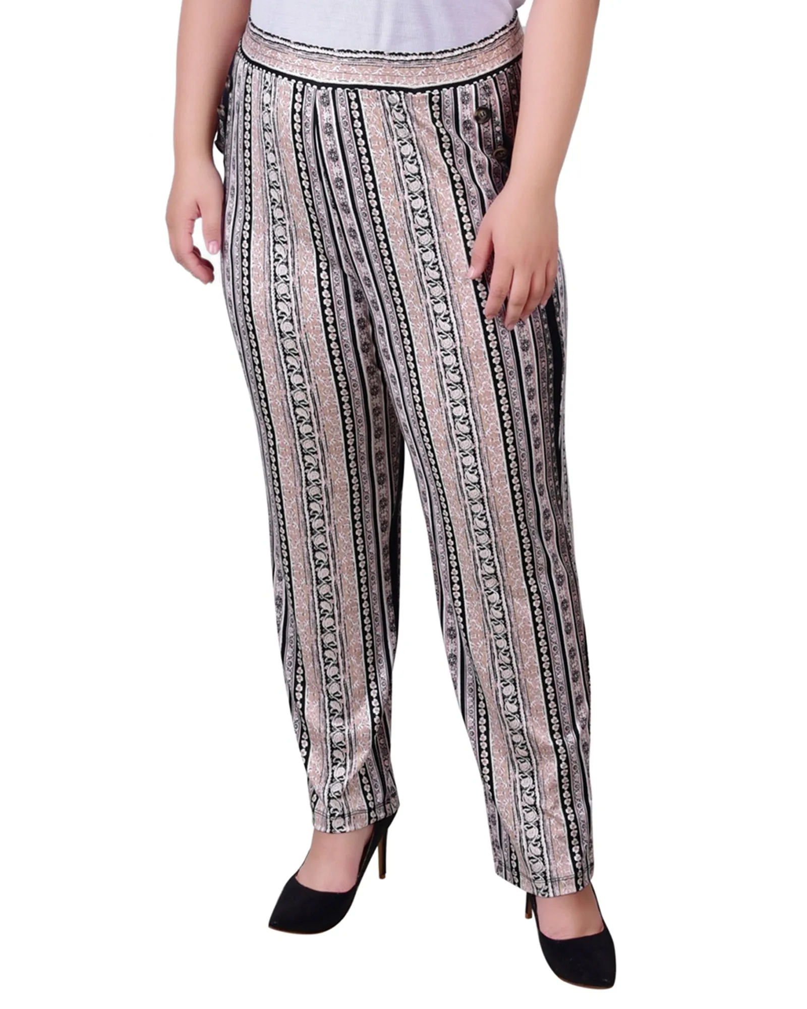 Plus Size Wide Waist Pull On Pants