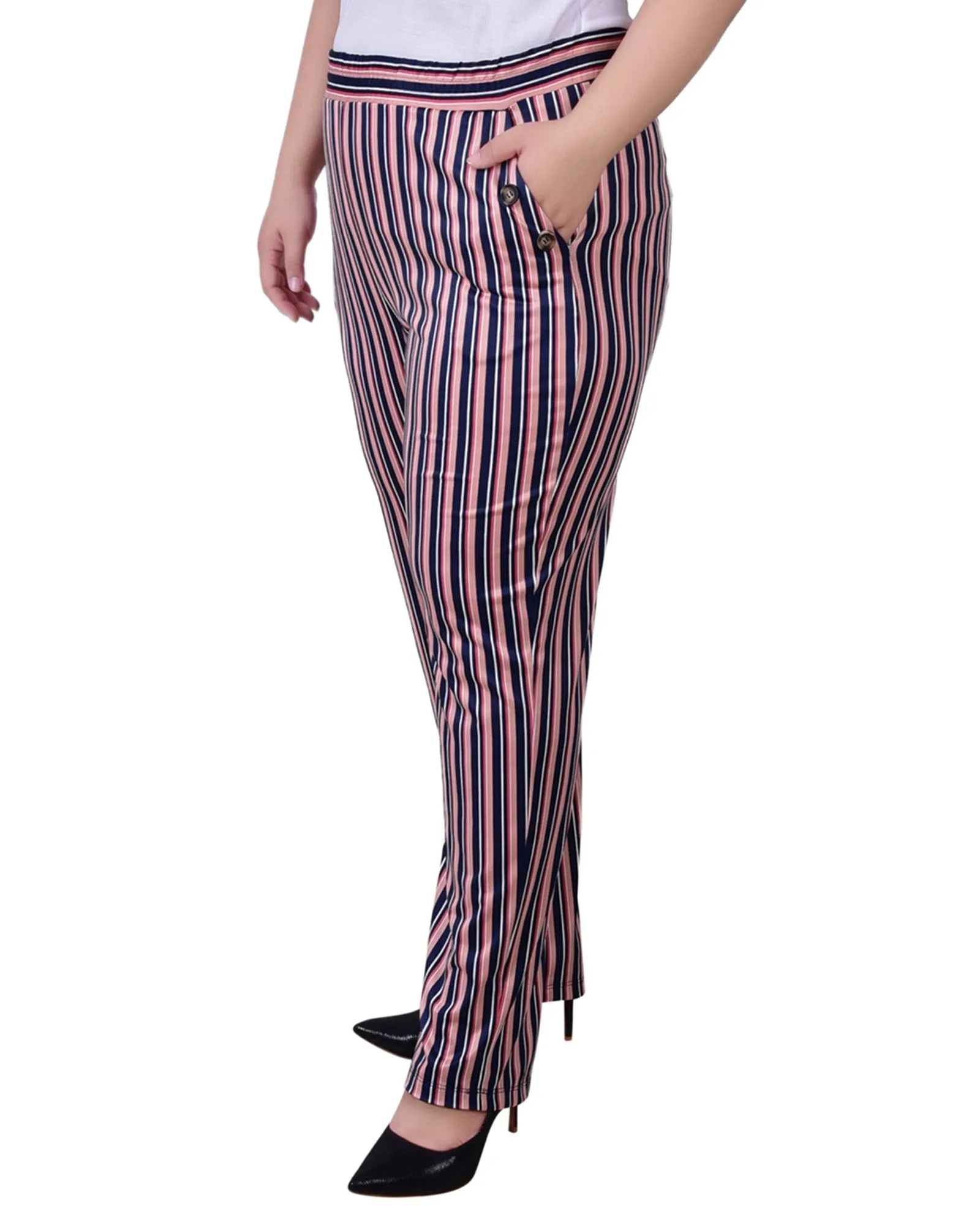 Plus Size Wide Waist Pull On Pants