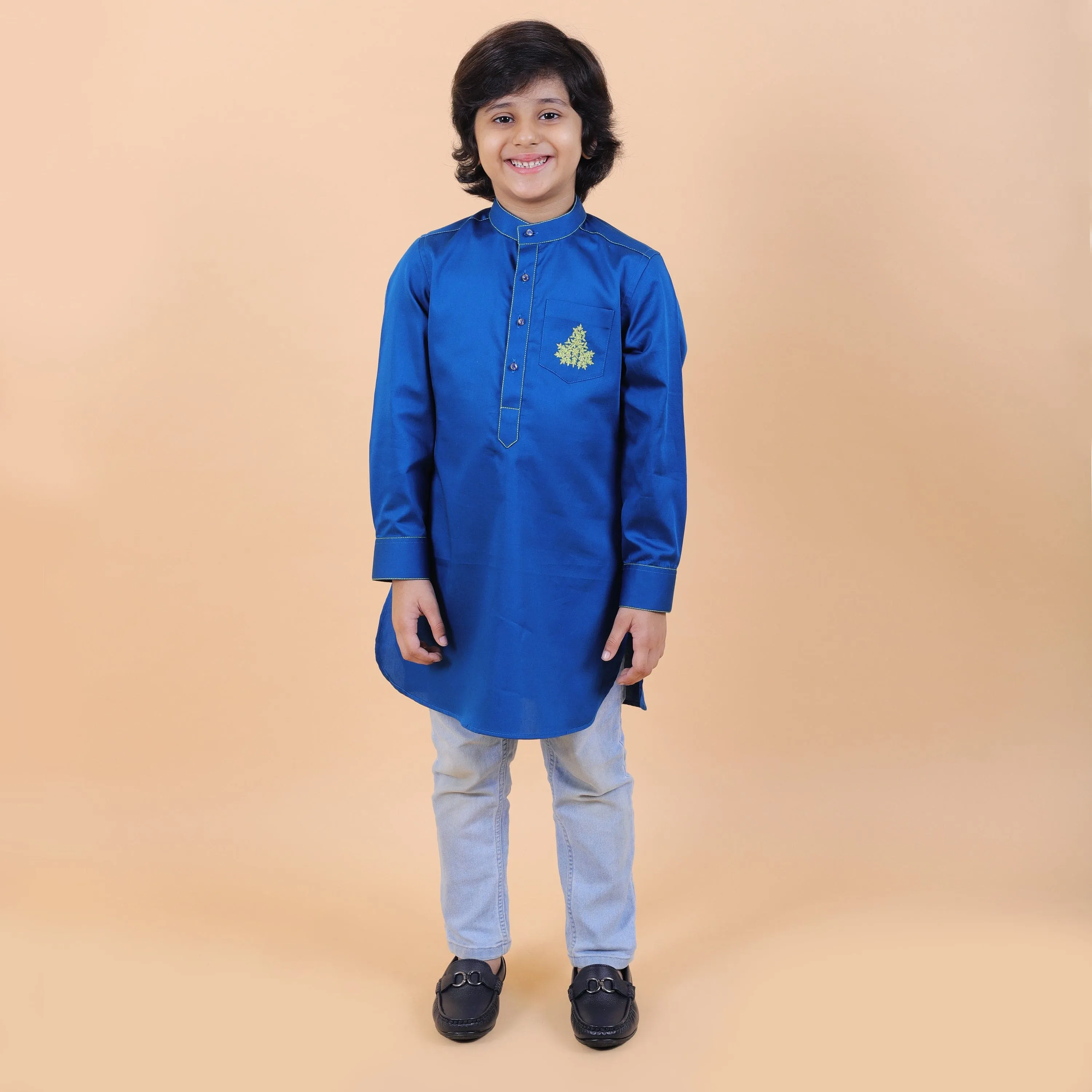 Pre-Order : ROYAL BLUE KURTA WITH WHITE PANTS for Boys