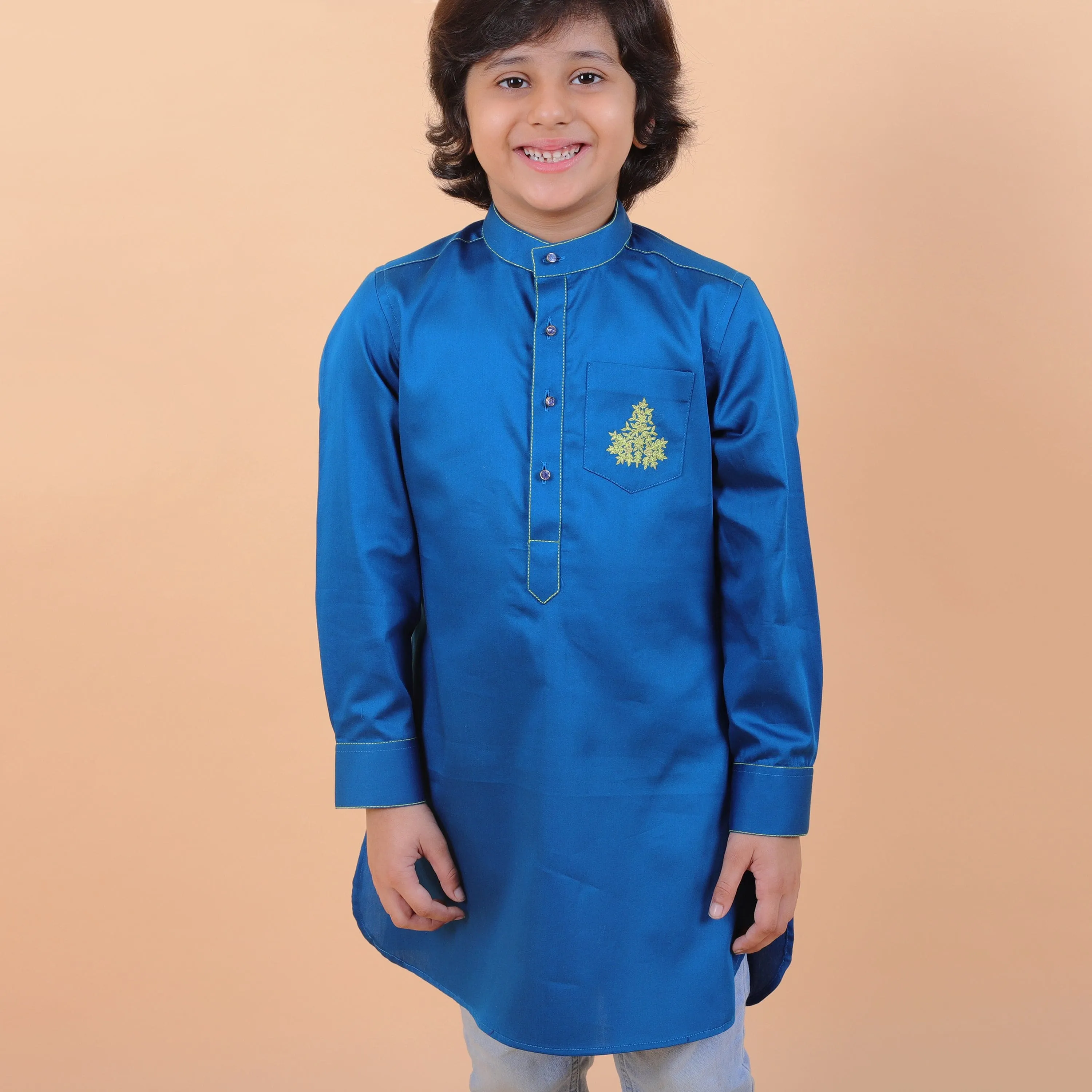 Pre-Order : ROYAL BLUE KURTA WITH WHITE PANTS for Boys