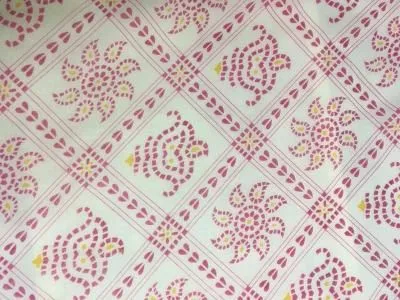 Printed Silk chiffon -Rose / Of white / Yellow