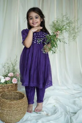 Purple Zinnia Kurta Set For Girls