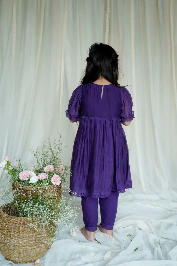 Purple Zinnia Kurta Set For Girls