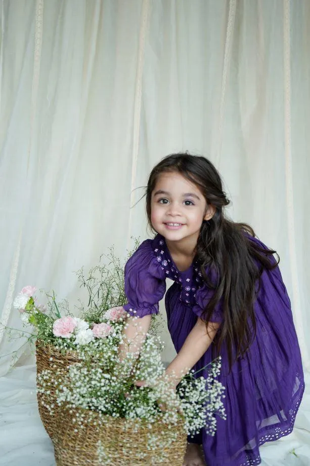 Purple Zinnia Kurta Set For Girls