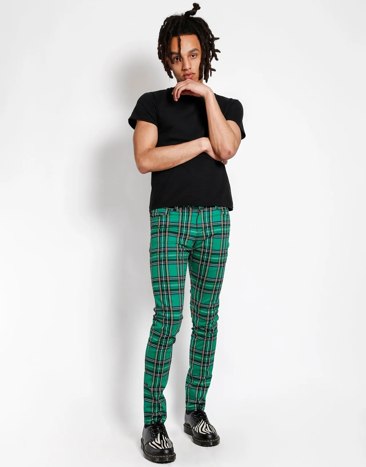 ROCKER JEAN GREEN PLAID