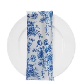 Royal Blue French Toile Polyester Napkins (10 Count)