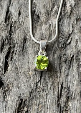 Solid Silver Peridot Pendant & Chain