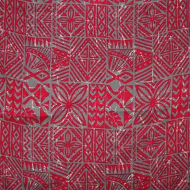 Traditional Polynesian Tapa design Fabric | Light Barkcloth