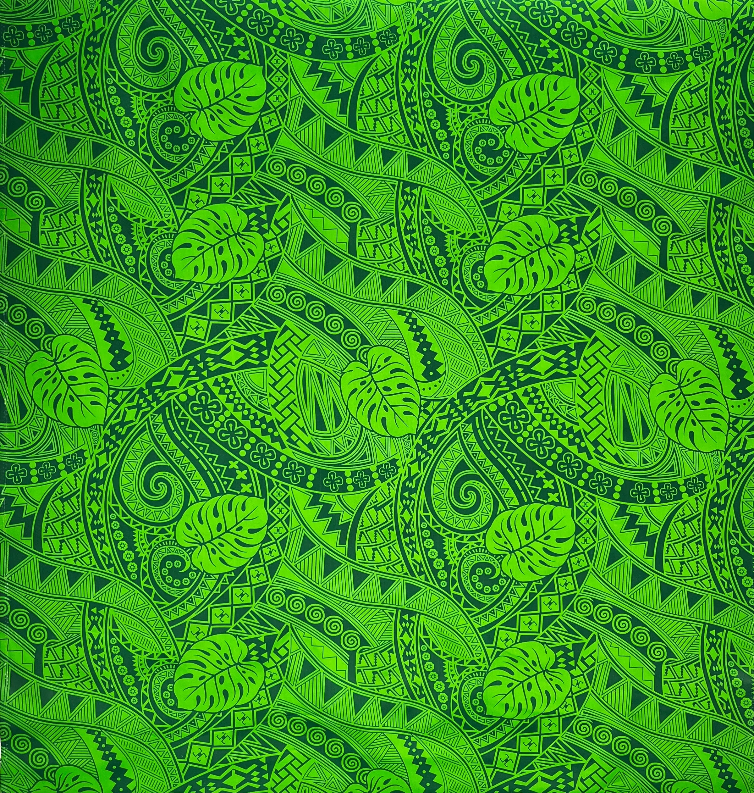 Traditional Polynesian Tapa Monstera leaves design Fabric | Polyester