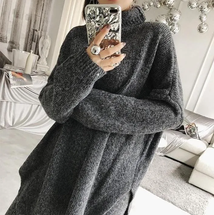 Turtle Neck High Collar Knitted Sweater   Pants Set