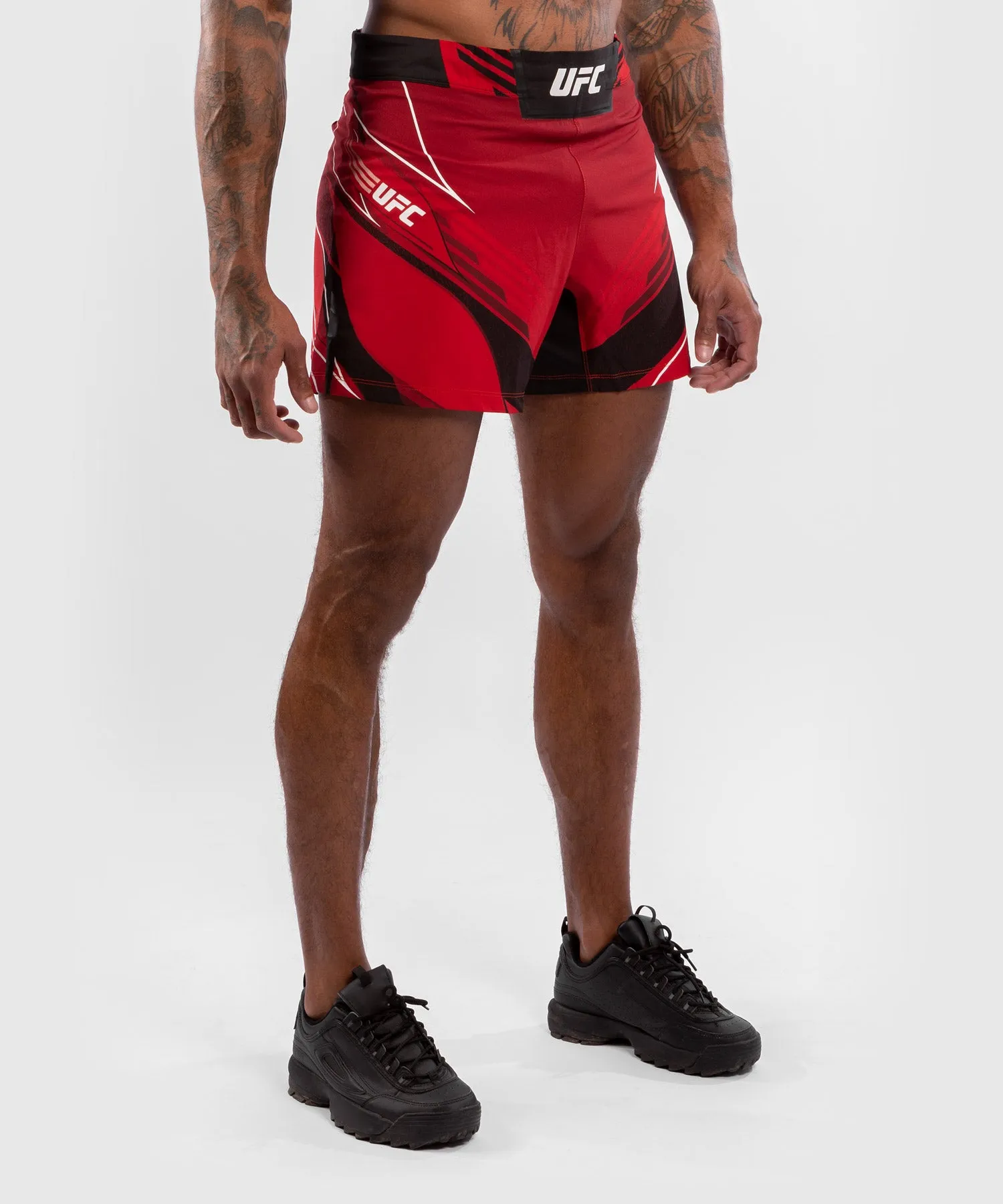 Mens UFC Venum Authentic Fight Night Shorts - Short Fit - Red Optimized