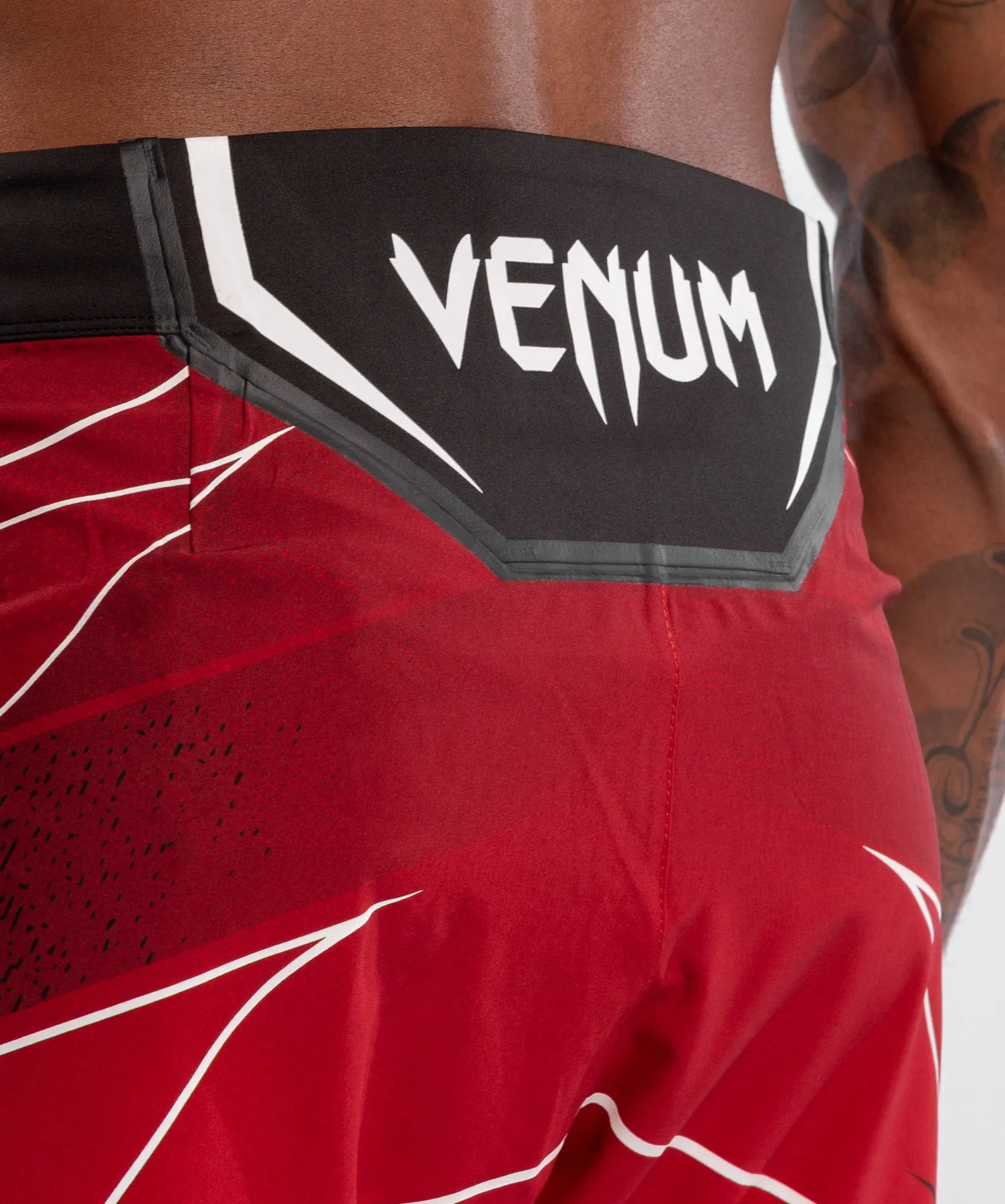 Mens UFC Venum Authentic Fight Night Shorts - Short Fit - Red Optimized