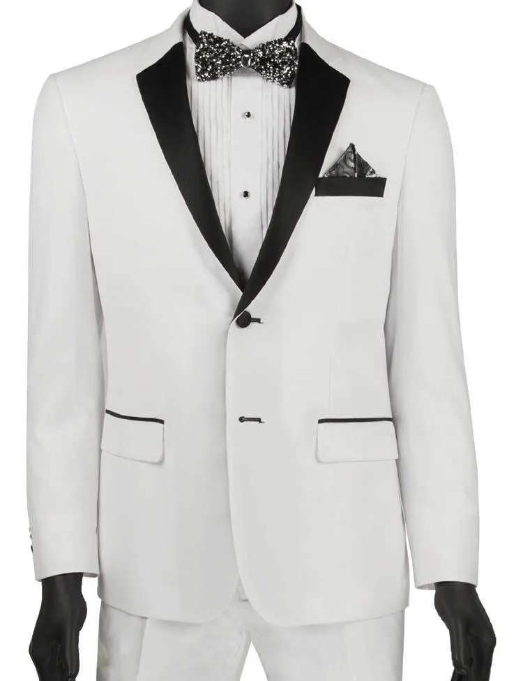 Ultra Slim Fit White with Black Lapel 2 Piece Tuxedo