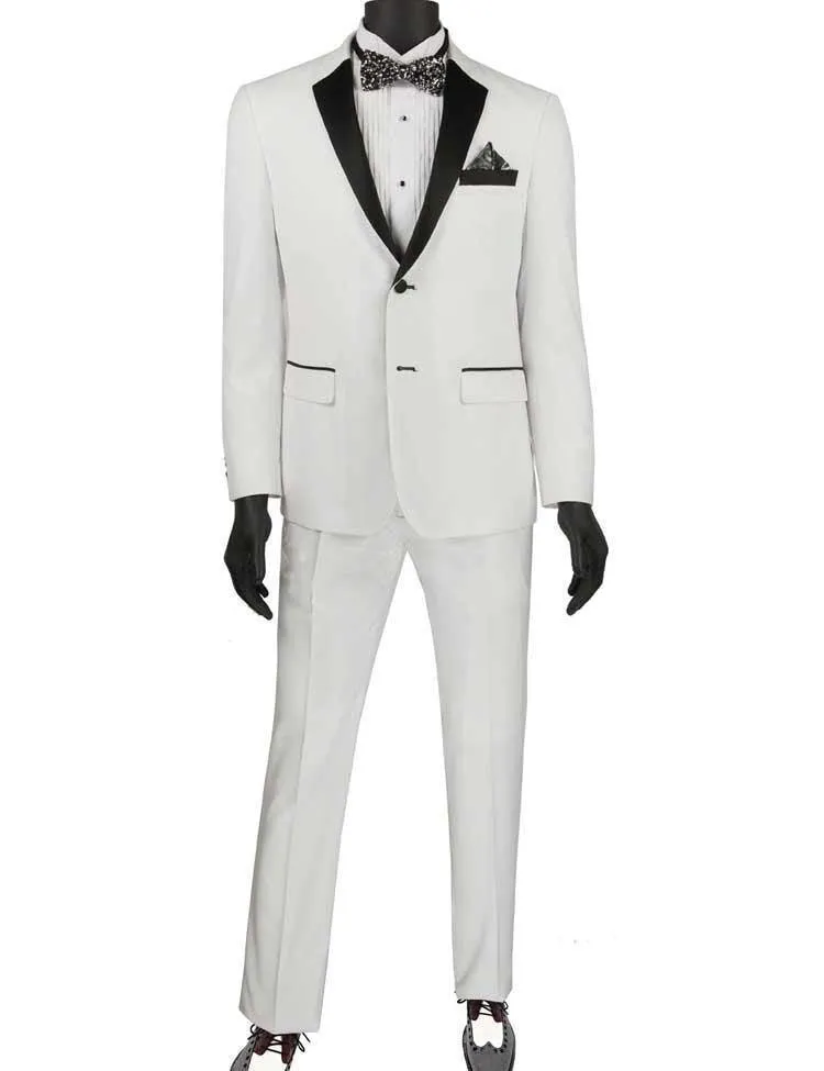 Ultra Slim Fit White with Black Lapel 2 Piece Tuxedo