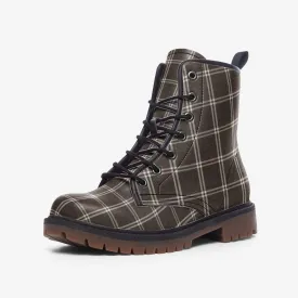 Vampire Art Dark Academia Victorian Windowpane Brown Plaid Preppy Casual Leather Lightweight boots - US sizes