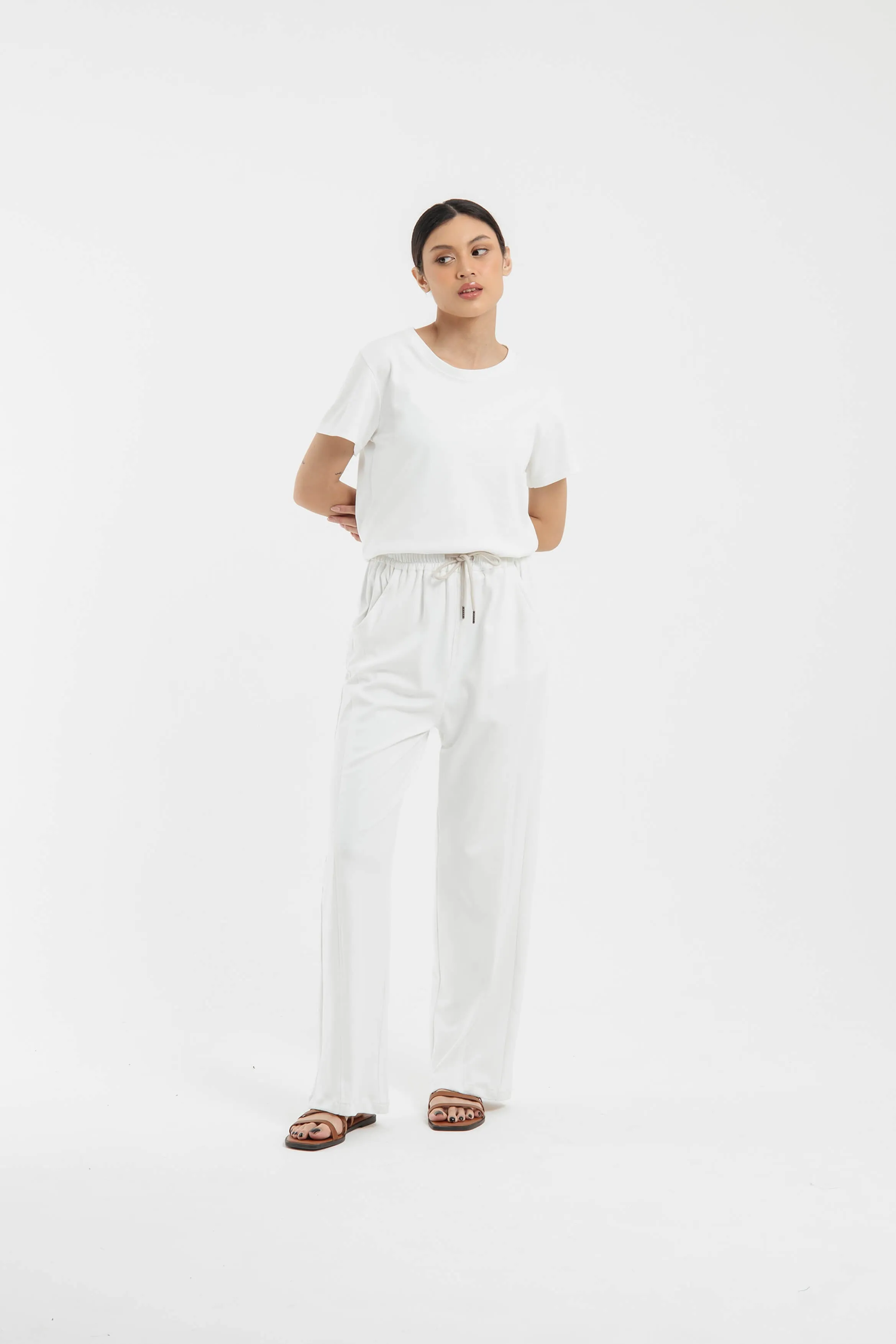 White Airy Bamboo Loose Pants